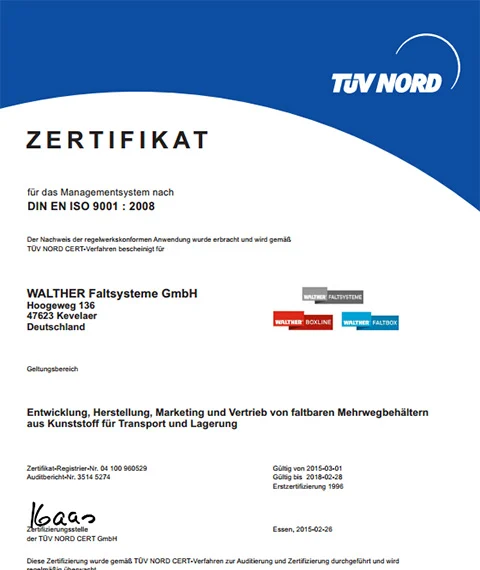 Certification DIN EN ISO 9001:2015
