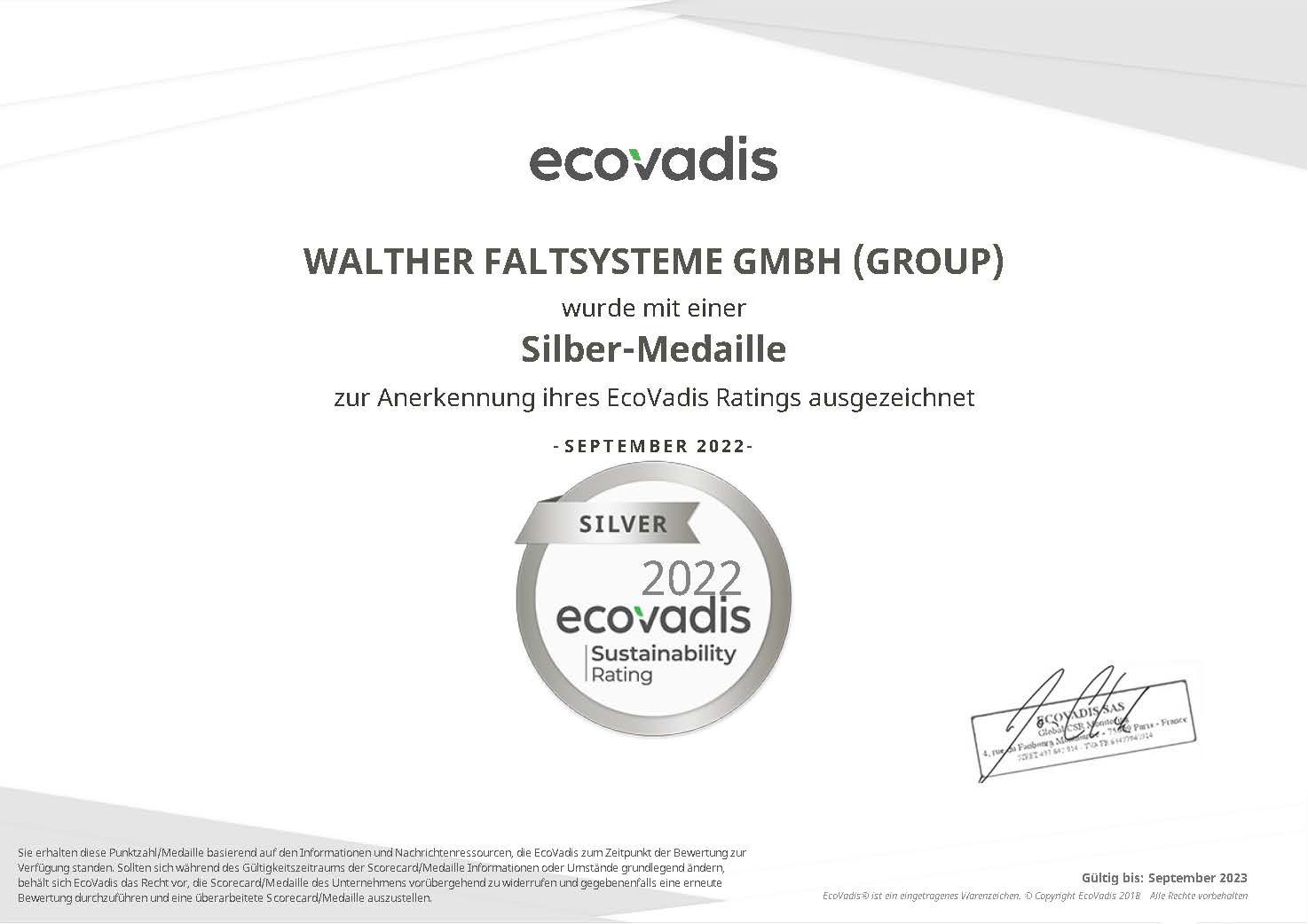 EcoVadis Gold-Medaille