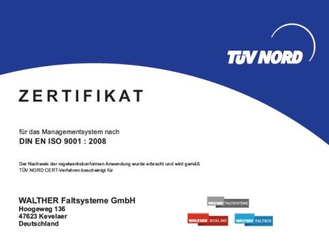 Vom TÜV erneut mit DIN EN ISO 9001:2008 zertifiziert 