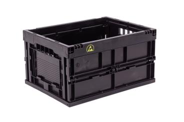 Geleidende Vouwbak Falter 4322 cond met ESD logo zwart 400 x 300 x 220 mm 