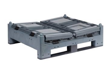 Collapsible pallet box MegaFold 2187 2 reg. dark grey 1200 x 1000 x 847 mm 
