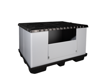 Faltbarer Großbehälter Mega-Pack 1600 grau-schwarz 1600 x 1200 x 1000 mm 