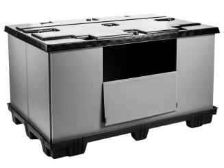 Faltbarer Großbehälter Mega-Pack 1800 grau-schwarz 1800 x 1200 x 1000 mm 