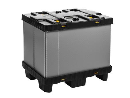 Faltbarer Großbehälter Mega-Pack 800 grau-schwarz 800 x 600 x 700 mm 