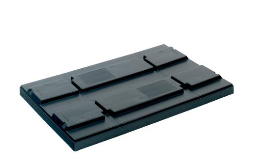 Lid Pallet cover 1200 x 800 black with grooves for strapping black 1210 x 810 mm 