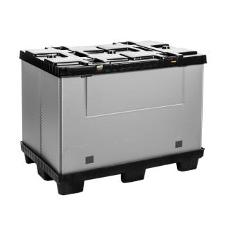 Faltbarer Großbehälter Mega-Pack 1200 grau-schwarz 1200 x 800 x 900 mm 