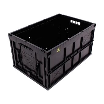 Bac Pliable Conductible Falter 6432 cond avec logo ESD noir 600 x 400 x 320 mm 