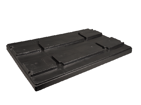Lid Pallet cover 1200 x 800 with strapping grooves black 1205 x 808 mm 
