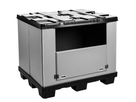 Large folding container Mega-Pack 1000 grey-black 1200 x 1000 x 1000 mm 